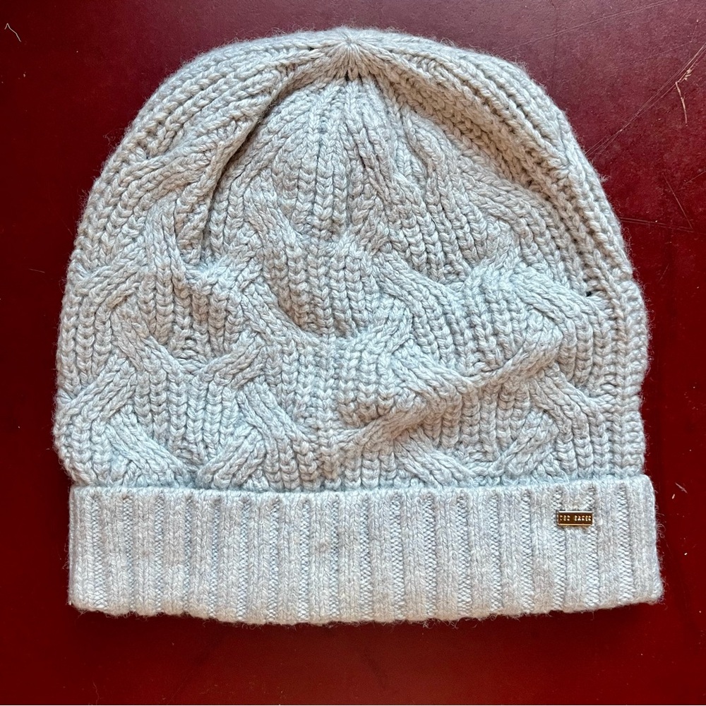 Ted Baker London Cable Knit Beanie - Light Gray!